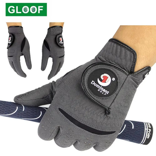 1Pair Men'S Golf Gloves Microfiber Cloth Soft Fit Sport Grip Durable Gloves Anti-Skid Sports Gloves Fit Left and Right Hand