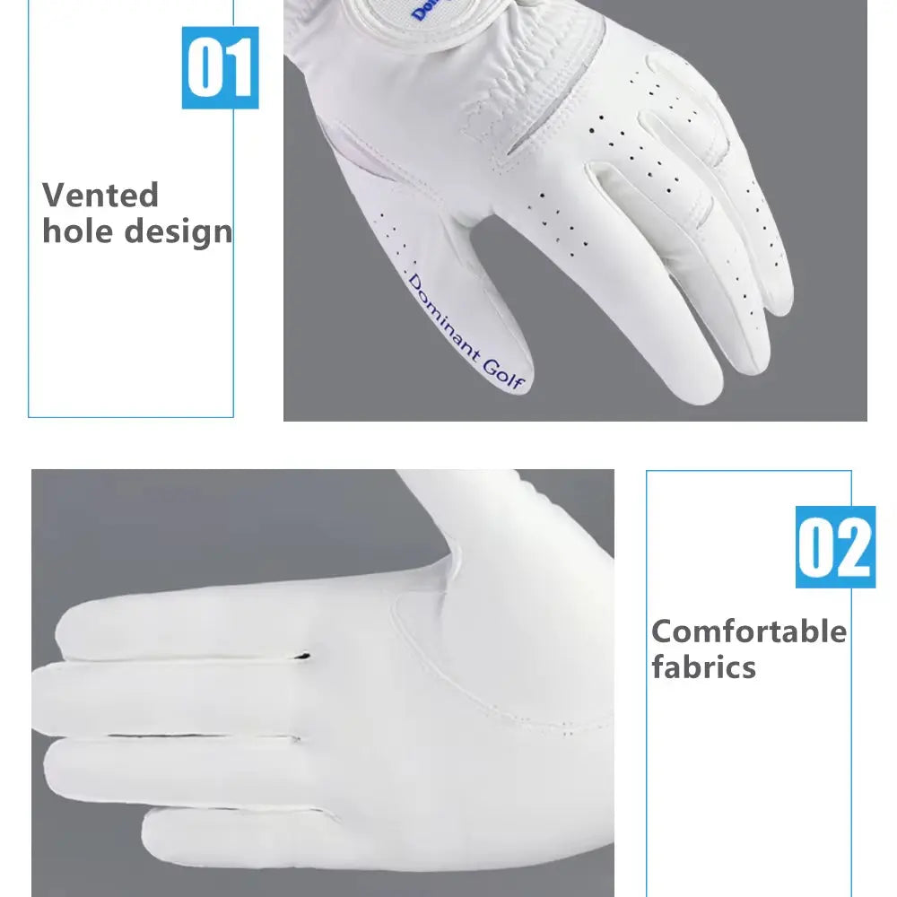 1Pair Men'S Golf Gloves Microfiber Cloth Soft Fit Sport Grip Durable Gloves Anti-Skid Sports Gloves Fit Left and Right Hand