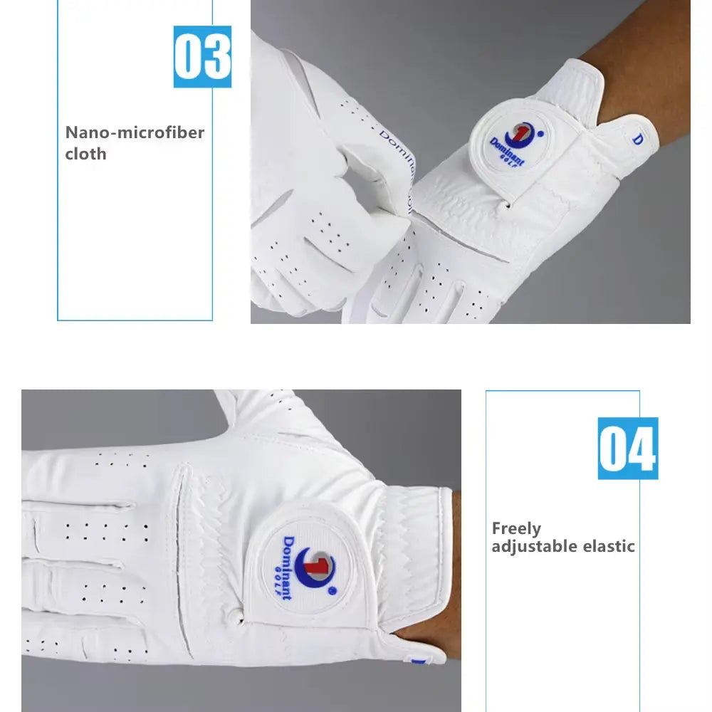 1Pair Men'S Golf Gloves Microfiber Cloth Soft Fit Sport Grip Durable Gloves Anti-Skid Sports Gloves Fit Left and Right Hand